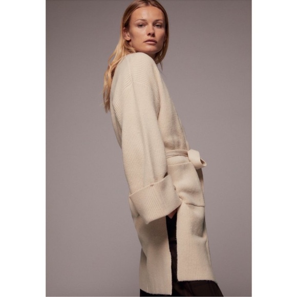 NWOT Zara Kimono Style Cream Knit Cardigan Sweater - Picture 2 of 8